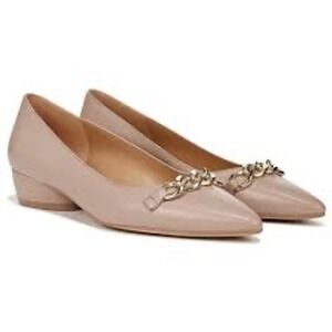 Naturalizer Becca Warm Fawn Leather chain Detail Flat women Size 10 wide